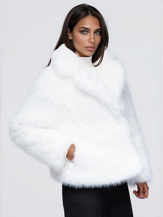 Ombre Ombre Kožešina OW-FR-E0002 Bílá Relaxed Fit