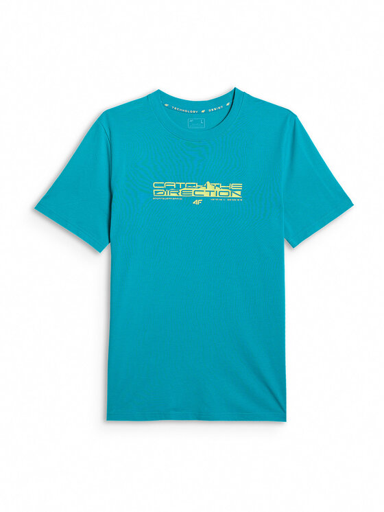 4F 4F T-Shirt TREKKING Turkusowy Regular Fit
