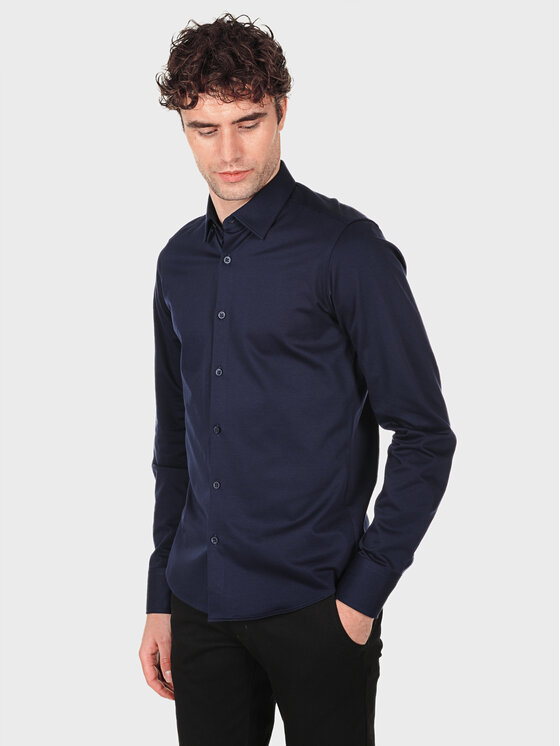 Evenemen Evenemen Koszula dzianinowa STICKAT Granatowy Slim Fit