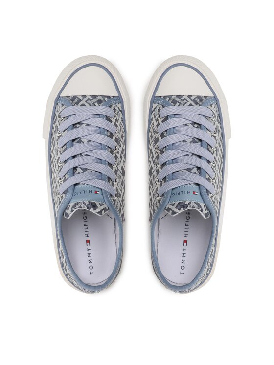 Tommy Hilfiger Tommy Hilfiger Trampki Logo All Over Low Cut Lace-Up Sneaker T3A9-32675-0034 S Granatowy