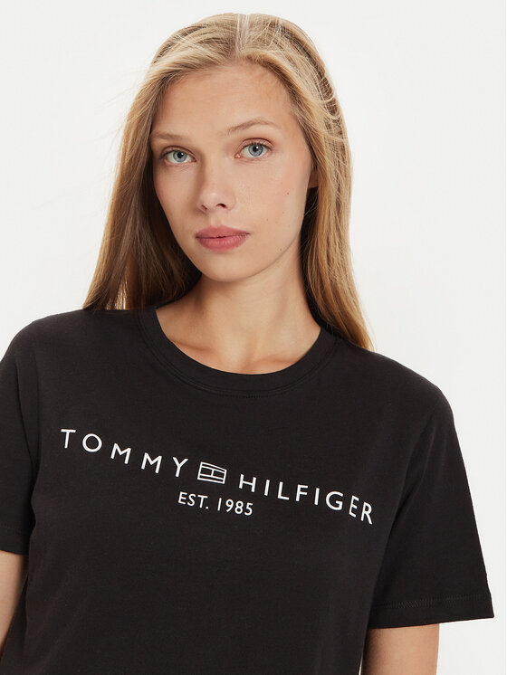 Tommy Hilfiger Tommy Hilfiger T-Shirt Logo WW0WW40276 Czarny Regular Fit