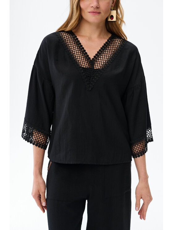 blue shadow blue shadow Bluzka Terii-2 Czarny Regular Fit