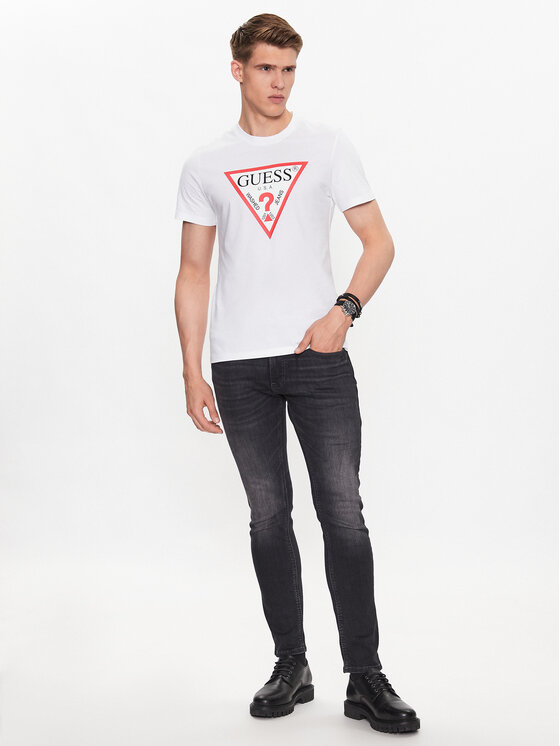 Guess Guess Tričko M2YI71 I3Z14 Biela Slim Fit