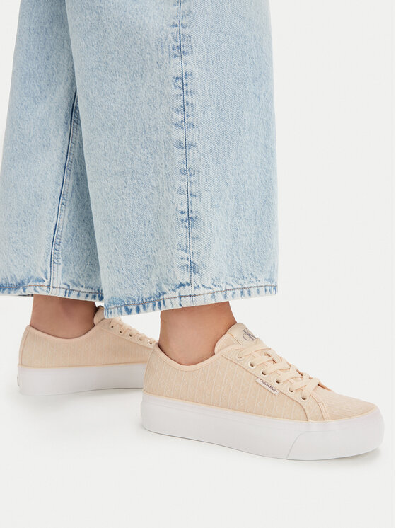 Calvin Klein Calvin Klein Αθλητικά Vulc Flatf Laceup Jaq Aop HW0HW03265 Ανοιχτό κίτρινο