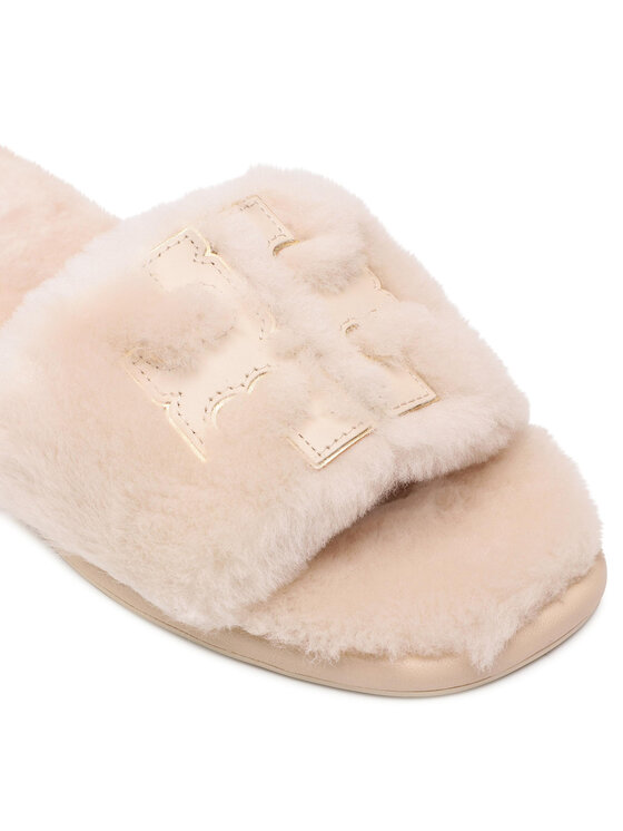 Tory Burch Tory Burch Παντόφλες Double T Shearling 83484 Μπεζ