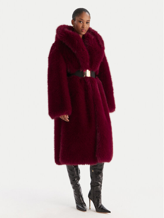 YES LONDON YES LONDON Pelzmantel 035 Dunkelrot Regular Fit