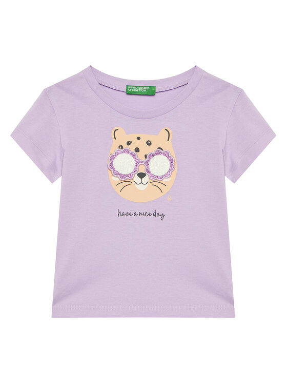 United Colors Of Benetton T-Shirt 3096G10J8 Fioletowy Regular Fit