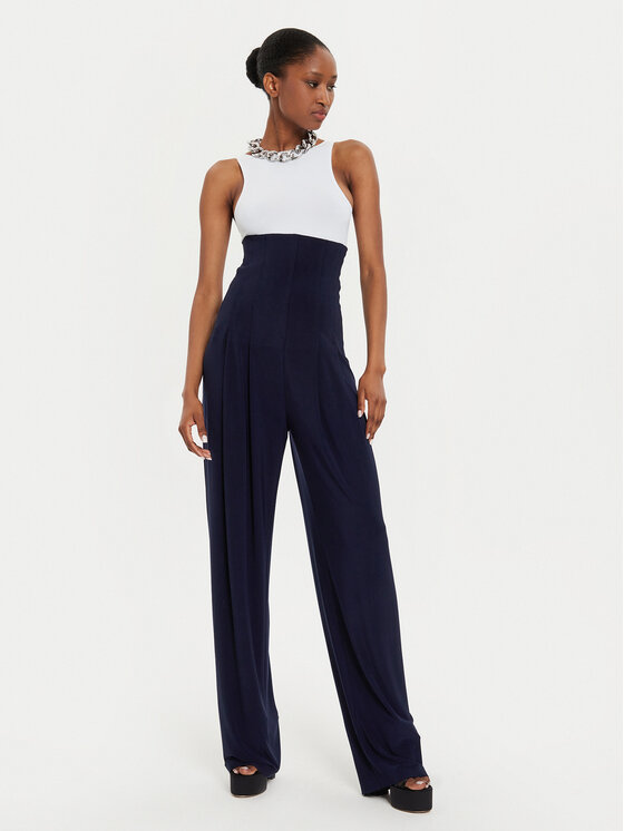 NORMA KAMALI NORMA KAMALI Palazzo kalhoty KK2247PLE96951 Tmavomodrá Wide Leg