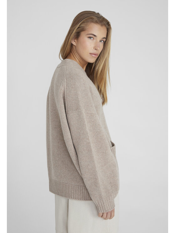 Style Republic Style Republic Kardigan Mieszanka wełny i kaszmiru Brązowy jasny Oversize