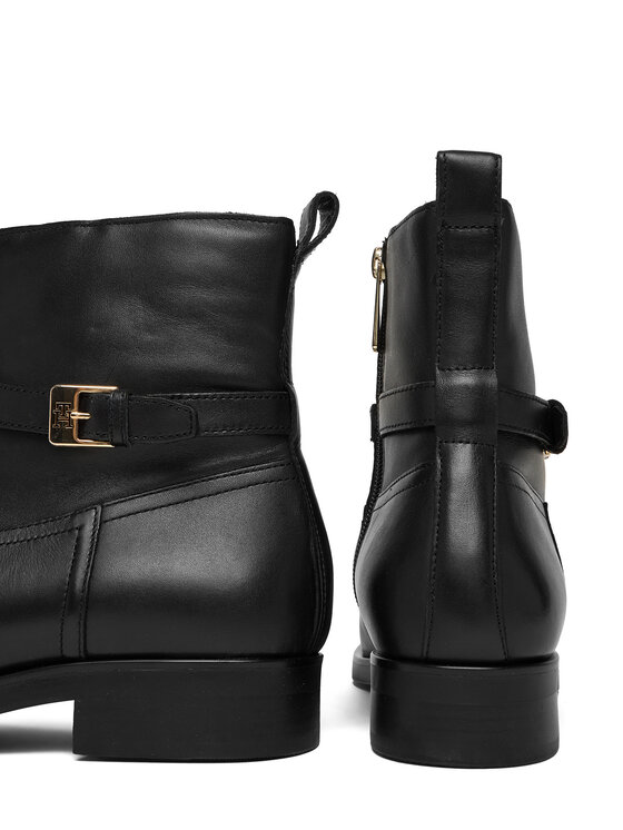 Tommy Hilfiger Tommy Hilfiger Īsie zābaki Th Buckle Riding Leather Bootie FW0FW08781 Melns