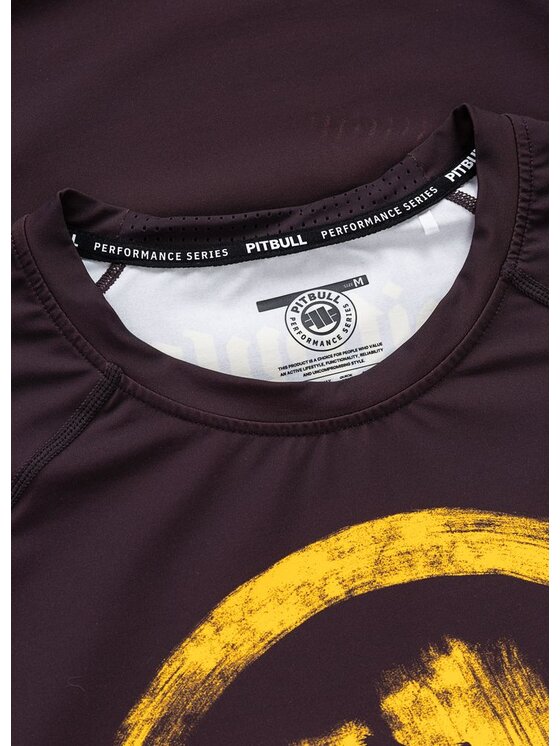 PITBULL PITBULL Koszulka techniczna LOGO PALMS Brązowy Regular Fit