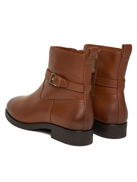 Tommy Hilfiger Tommy Hilfiger Боти Th Buckle Riding Leather Bootie FW0FW08781 Кафяв