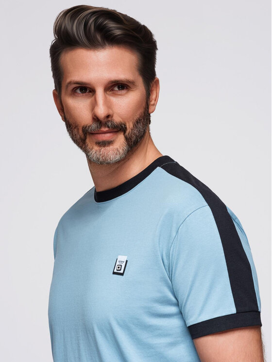 Ombre Ombre T-Shirt OM-TSCT-0115 Błękitny Regular Fit