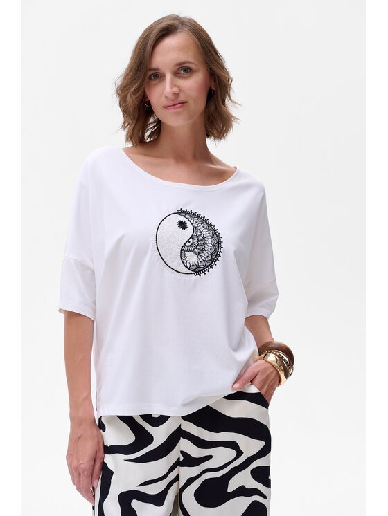 blue shadow blue shadow Bluzka Irix Écru Regular Fit
