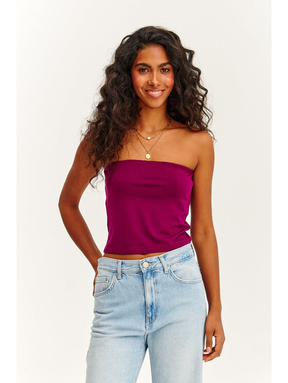 NAOKO NAOKO Top Infinity Granita Bordowy Regular Fit