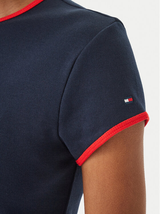 Tommy Hilfiger Tommy Hilfiger T-Shirt Logo Graphic Ringer WW0WW49245 Granatowy Slim Fit