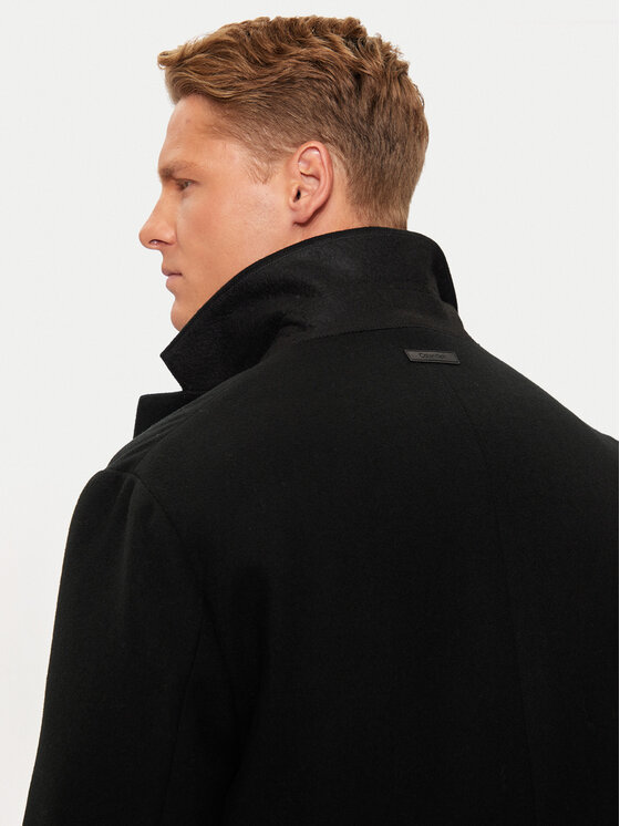 Calvin Klein Calvin Klein Płaszcz wełniany K10K113270 Czarny Regular Fit