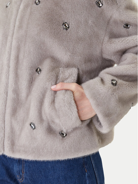 ViCOLO ViCOLO Pelzmantel TF0047 Grau Regular Fit