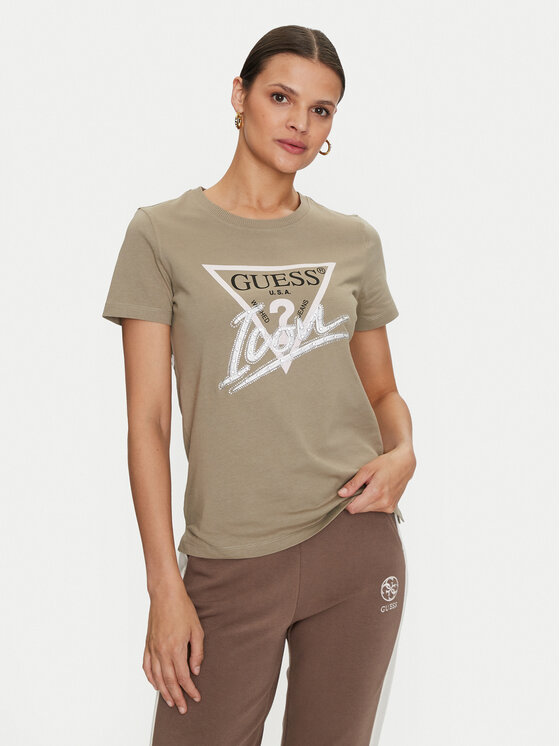 Guess T-krekls Icon W4YI32 I3Z14 Zaļš Regular Fit