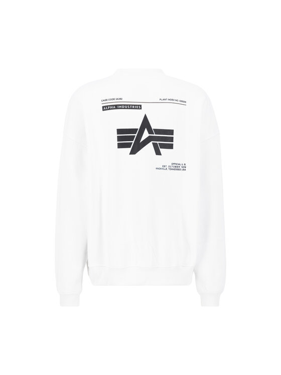 Alpha Industries Alpha Industries Bluza Logo Backprint Sweatshirt Biały Relaxed Fit
