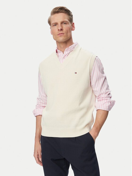 Tommy Hilfiger Tommy Hilfiger Πουλόβερ MW0MW43244 Κρεμ Regular Fit