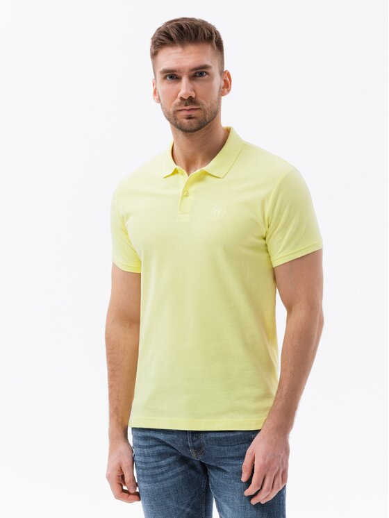 Ombre Ombre Komplet 3 koszulek polo Z28 Żółty Regular Fit
