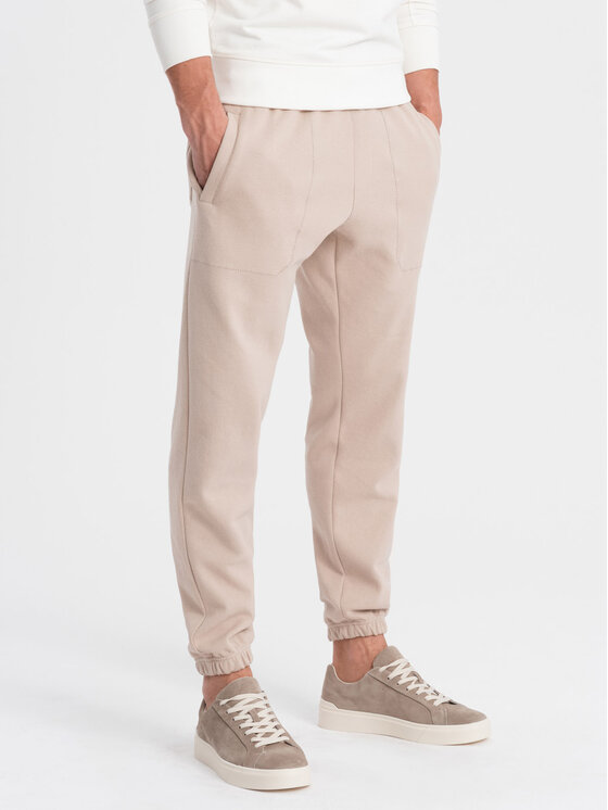 Ombre Ombre Teplákové kalhoty OM-PASK-0143 Béžová Carrot Fit
