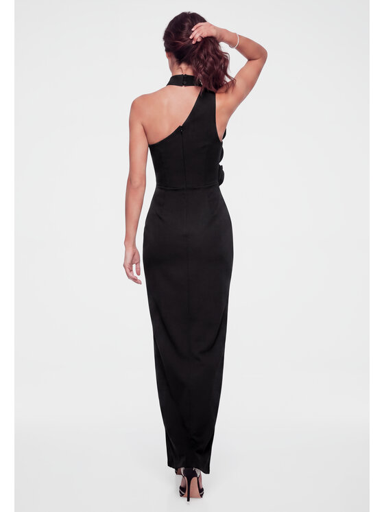 Ombre Ombre Večerní šaty LA-OM-DLR453 Černá Slim Fit