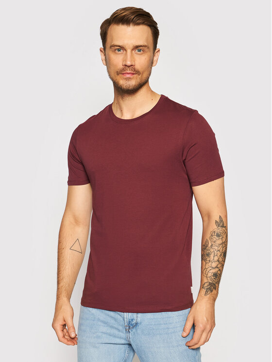 Jack&Jones Majica Organic Basic 12156101 Bordo Rdeča Slim Fit