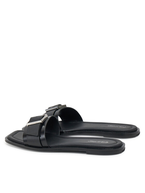 Calvin Klein Calvin Klein Klapki Flat Slide W/Buckle - Lth HW0HW02490 Czarny