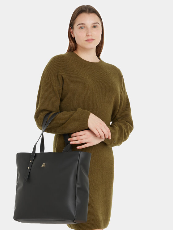 Tommy Hilfiger Tommy Hilfiger Handtasche Th Soft Tote AW0AW15527 Schwarz