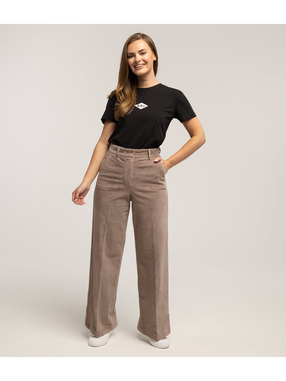 Lee Cooper Lee Cooper Spodnie materiałowe LUNAR CORD Brązowy Wide Leg