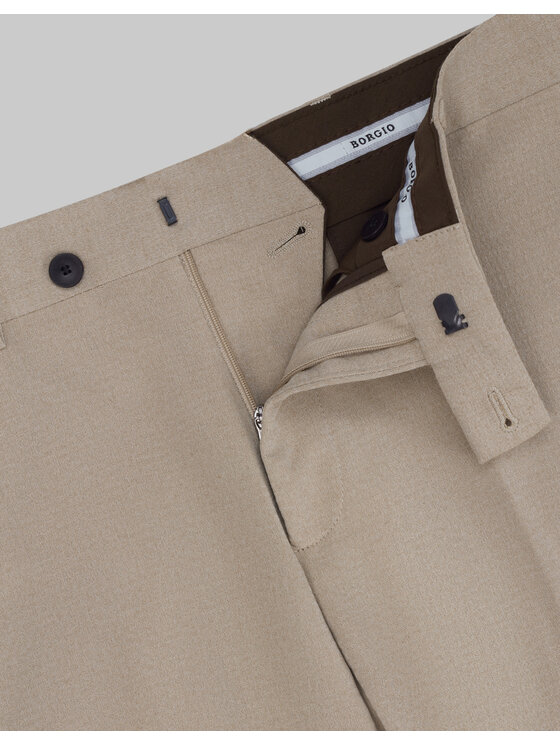Borgio Borgio Spodnie garniturowe godrano Beżowy Slim Fit