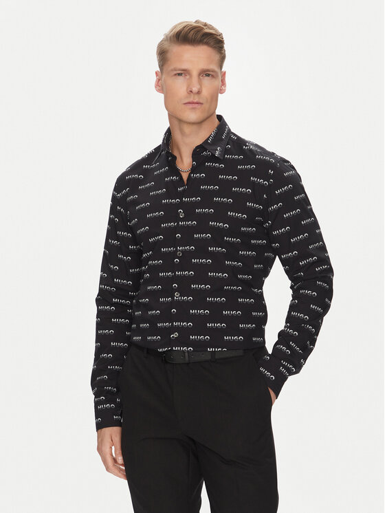 HUGO HUGO Сорочка Ermo 50545349 Чорний Slim Fit