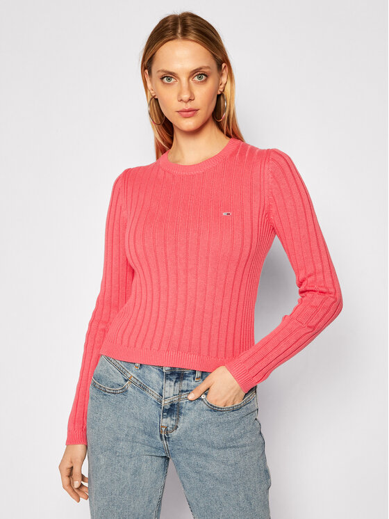 Tommy Jeans Sveter Rib DW0DW09082 Ružová Regular Fit • Modivo.sk