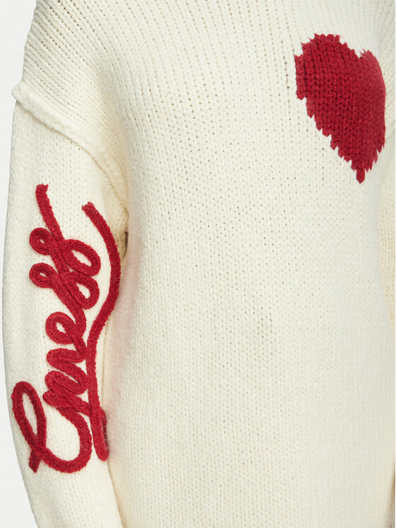 Guess Guess Megztinis W6BR71 Z1754 Kreminė Relaxed Fit