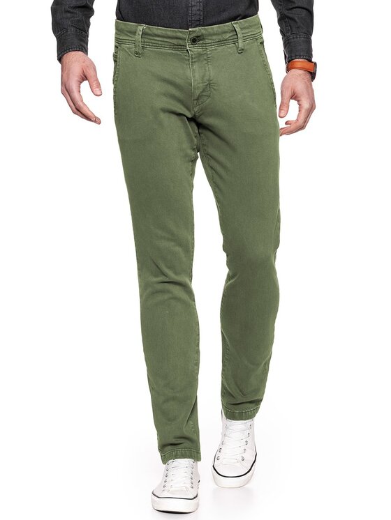 Mustang Mustang Chinosy 5P CHINO Zielony Regular Fit
