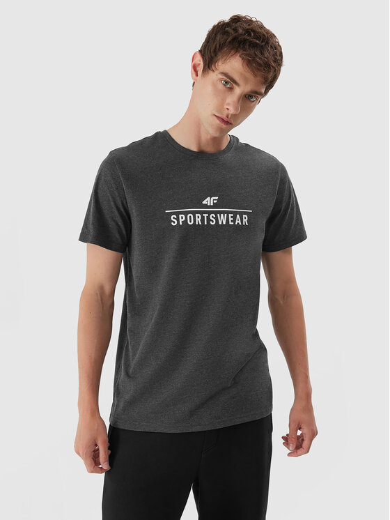 4F 4F T-Shirt 4FAW23TTSHM0878 Γκρι Regular Fit
