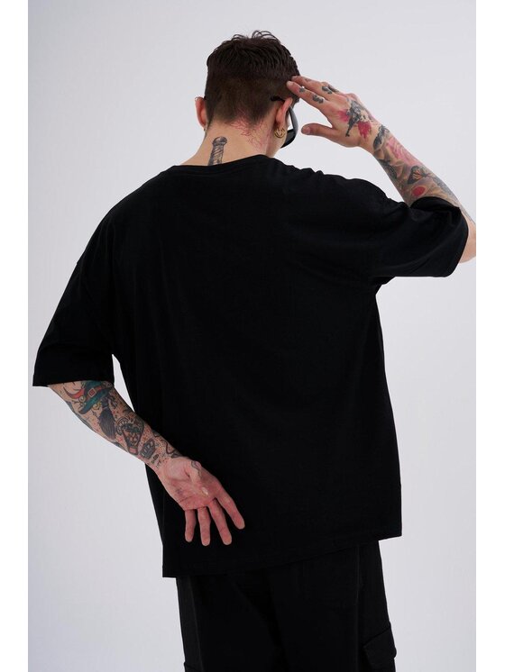 MyStars MyStars T-Shirt Koszulka Z Krótkim Rękawem Oversize Męska Czarna Machinist Disorder XL Czarny Oversize