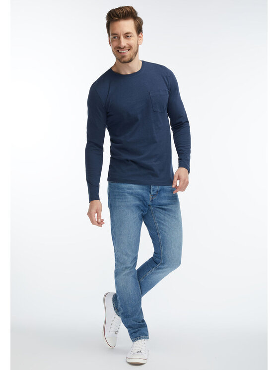 Mustang Mustang T-shirt SLUB LONGSLEEVE Blu Regular Fit