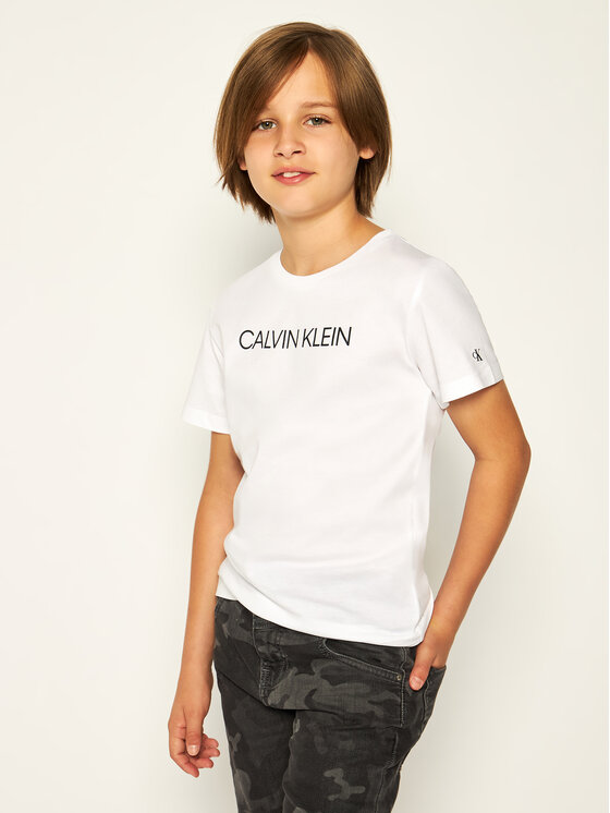 Calvin Klein Jeans T-krekls Institutional SS IB0IB00347 Balts Regular Fit