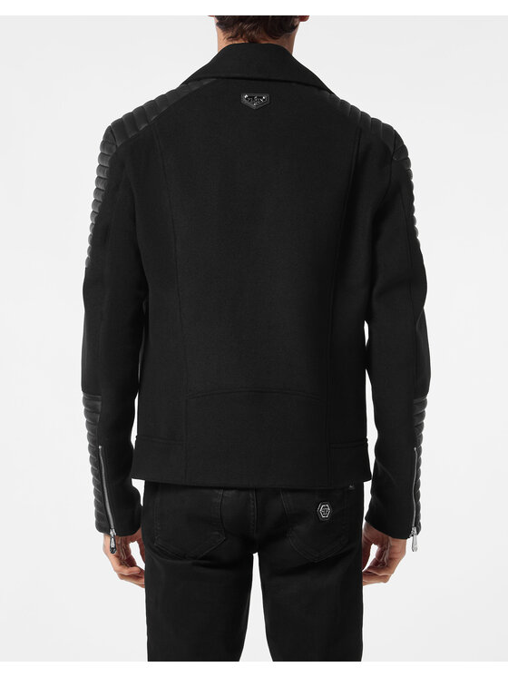 PHILIPP PLEIN PHILIPP PLEIN Chiodo di pelle 25551 Nero Regular Fit