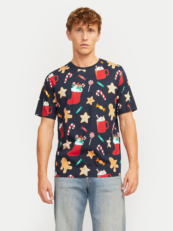Jack&Jones Jack&Jones T-shirt Xmas Merry 12265399 Tamnoplava Standard Fit