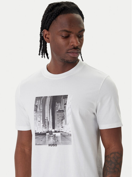 HUGO HUGO Tričko Deyss 50553755 Biela Regular Fit