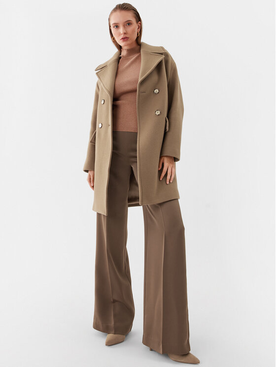 PINKO Pinko Wollmantel Effetto 101747 Y7DY Braun Regular Fit