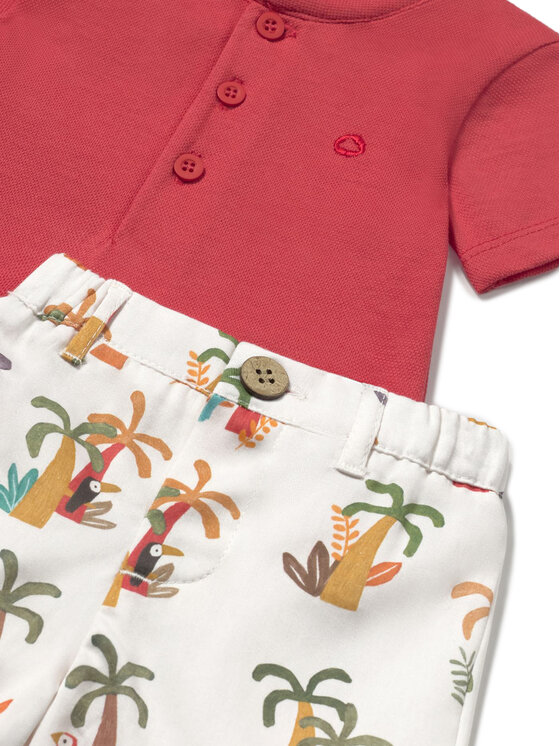Mayoral Mayoral Komplet polo i spodenki 1217 Czerwony Regular Fit