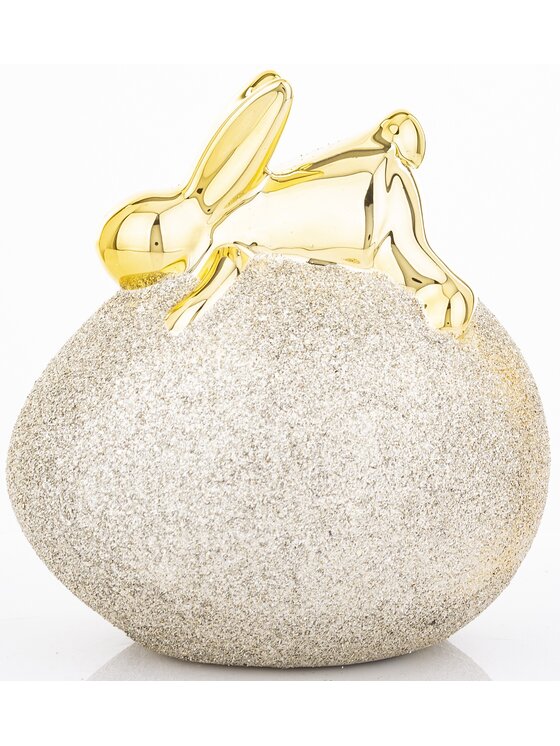 MIAhome MIAhome Figurka złoty króliczek na JAJKU 12x11x8 cm Złoty