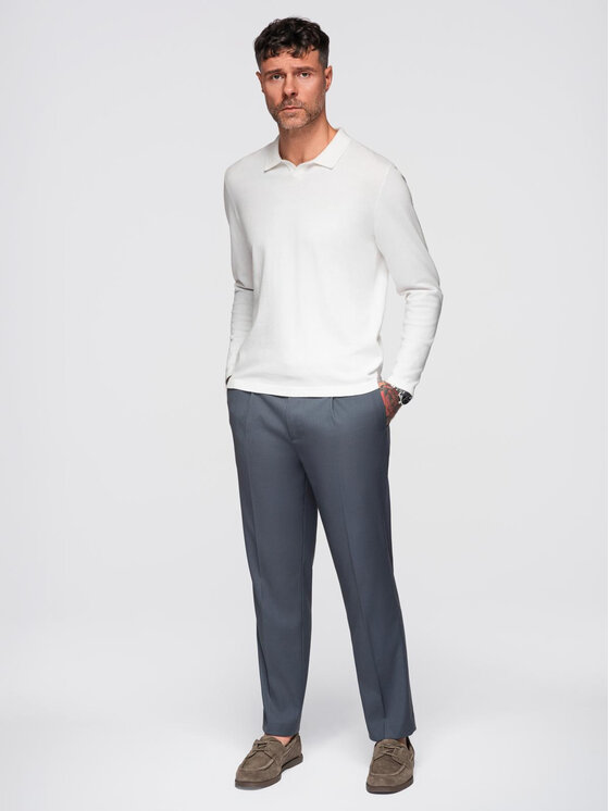 Ombre Ombre Longsleeve OM-POLS-0140 Biały Regular Fit