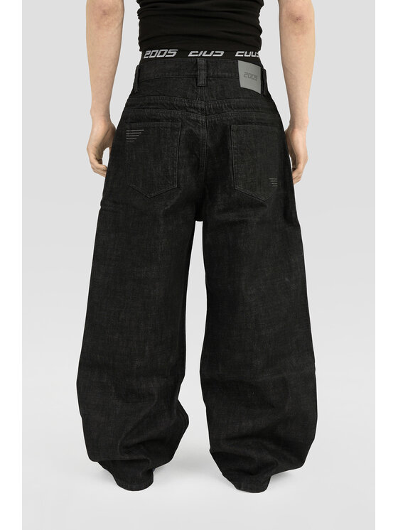 2005 2005 Jeansy Ultra Baggy Fit Raw Denim Czarny
