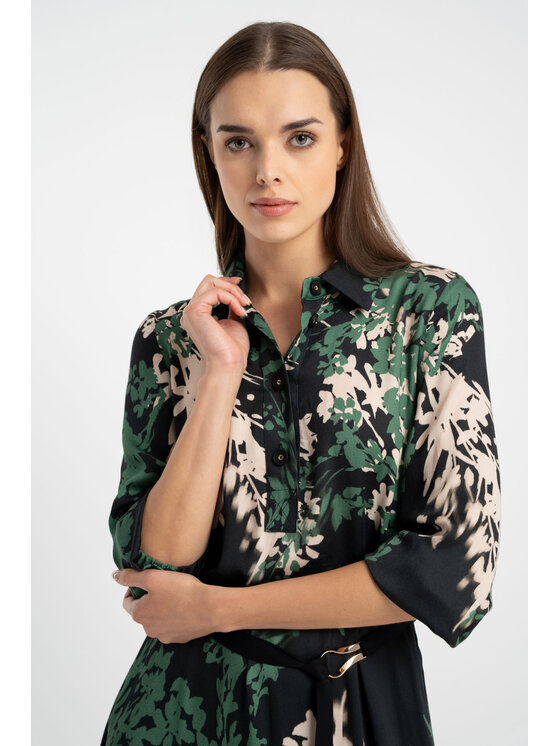 CLICK CLICK Každodenní šaty 60-6162 Zelená Regular Fit